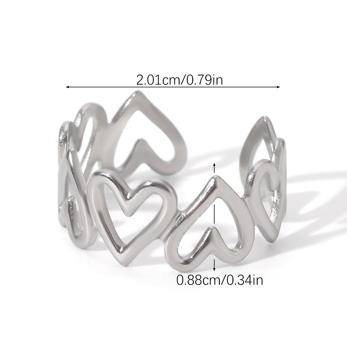 ANELLO CUORICINI IN ARGENTO ACCIAIO INOX 304