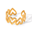 ANELLO CUORICINI IN  ORO ACCIAIO INOX 304
