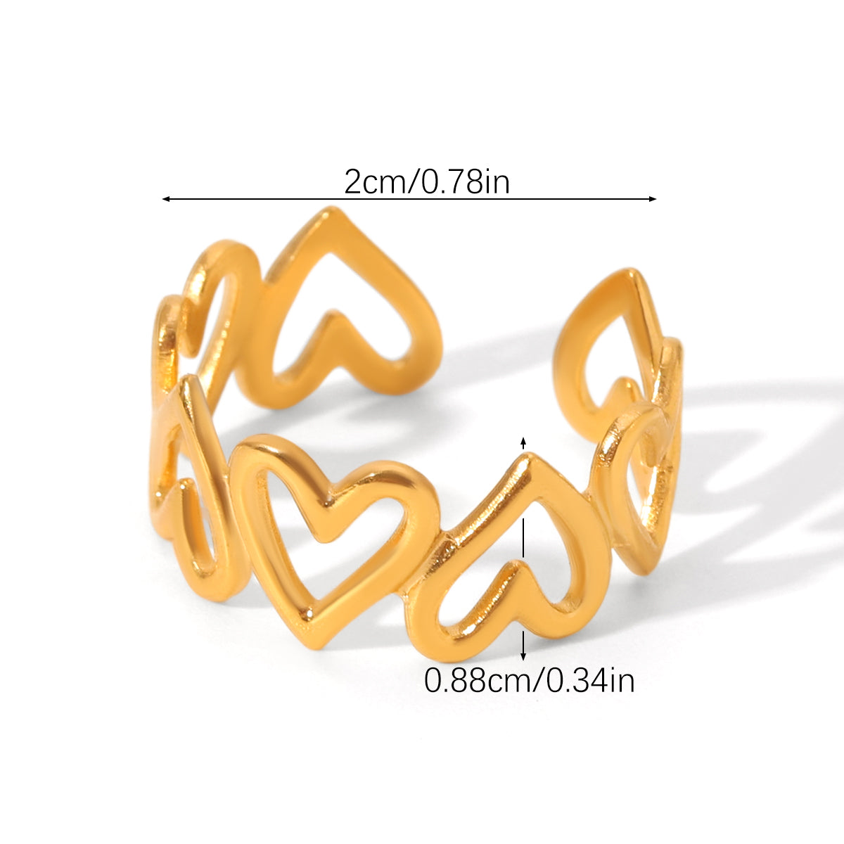 ANELLO CUORICINI IN  ORO ACCIAIO INOX 304