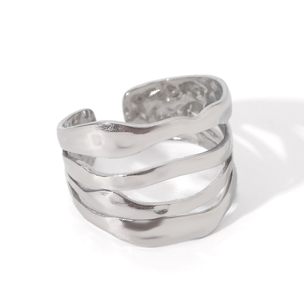 ANELLO  MARY A FASCIA IN  ARGENTO ACCIAIO INOX 304