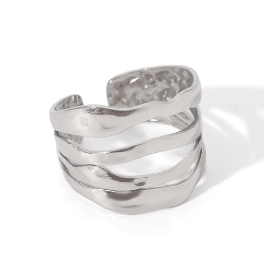 ANELLO  MARY A FASCIA IN  ARGENTO ACCIAIO INOX 304