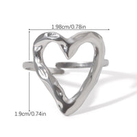 ANELLO CUORE MARTELLATO ARGENTO ACCIAIO INOX 304