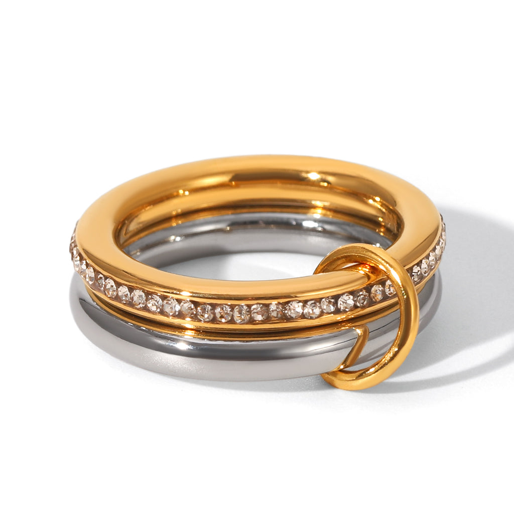 ANELLO WEDDING CON PAVè SCINTILLANTE MIS.7 ACCIAIO INOX 304