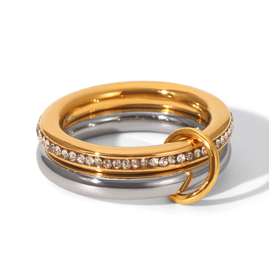 ANELLO WEDDING CON PAVè SCINTILLANTE MIS.7 ACCIAIO INOX 304
