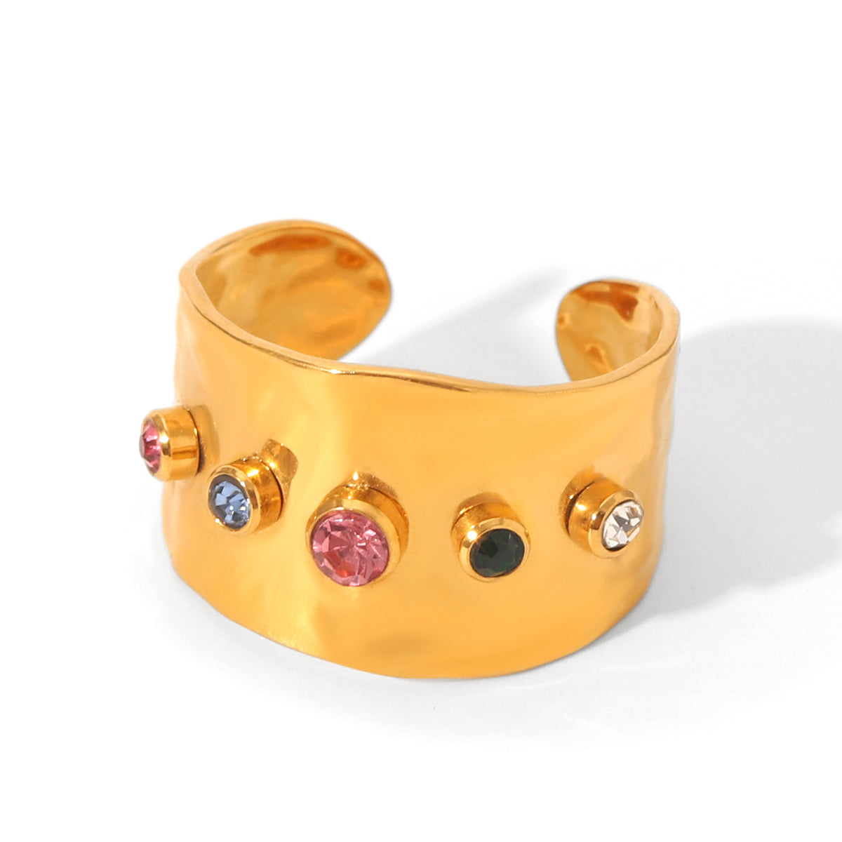 ANELLO QUEEN  PRECIOUS CON ZIRCONI COLORATI ACCIAIO INOX 304