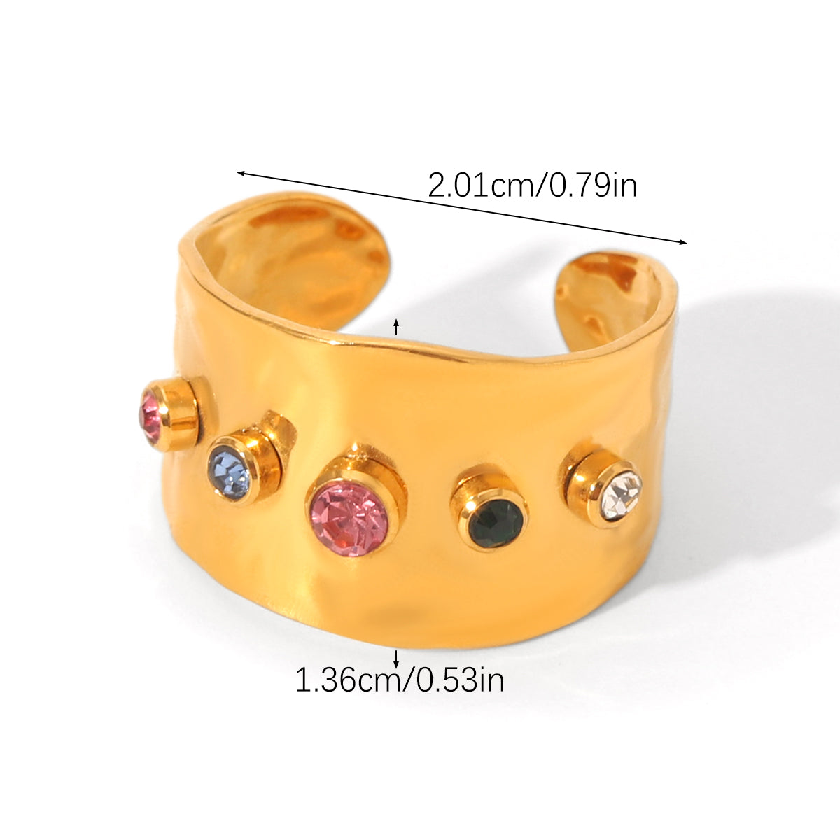 ANELLO QUEEN  PRECIOUS CON ZIRCONI COLORATI ACCIAIO INOX 304