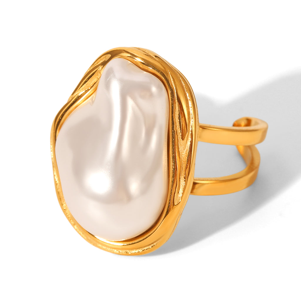 ANELLO PERLA RARA IN ORO CON PERLA ACCIAIO INOX 304 REGOLABILE