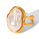 ANELLO PERLA RARA IN ORO CON PERLA ACCIAIO INOX 304 REGOLABILE