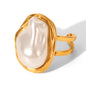 ANELLO PERLA RARA IN ORO CON PERLA ACCIAIO INOX 304 REGOLABILE