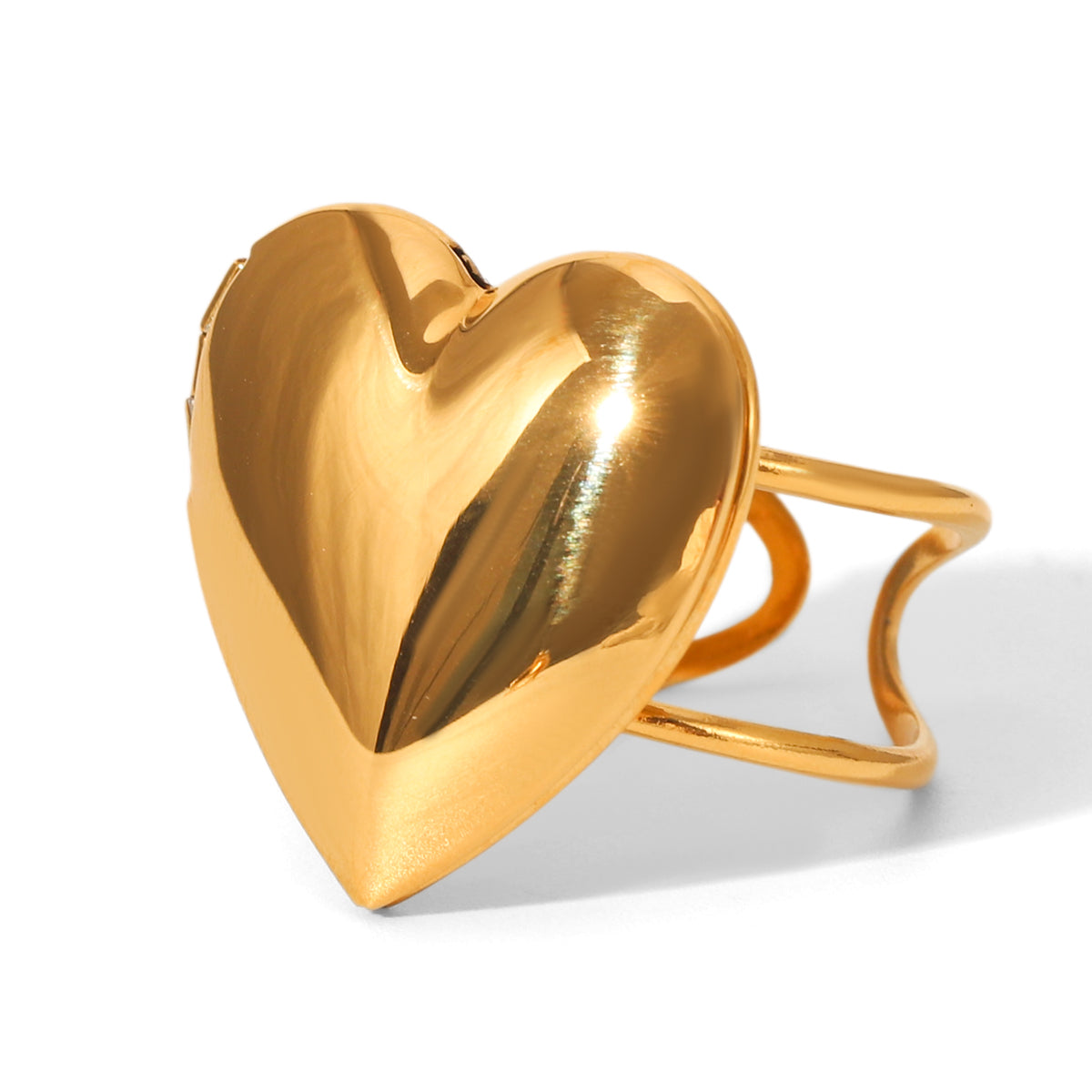 ANELLO CUORE  IN ORO ACCIAIO INOX 304 REGOLABILE