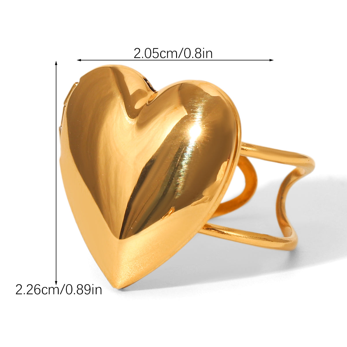 ANELLO CUORE  IN ORO ACCIAIO INOX 304 REGOLABILE