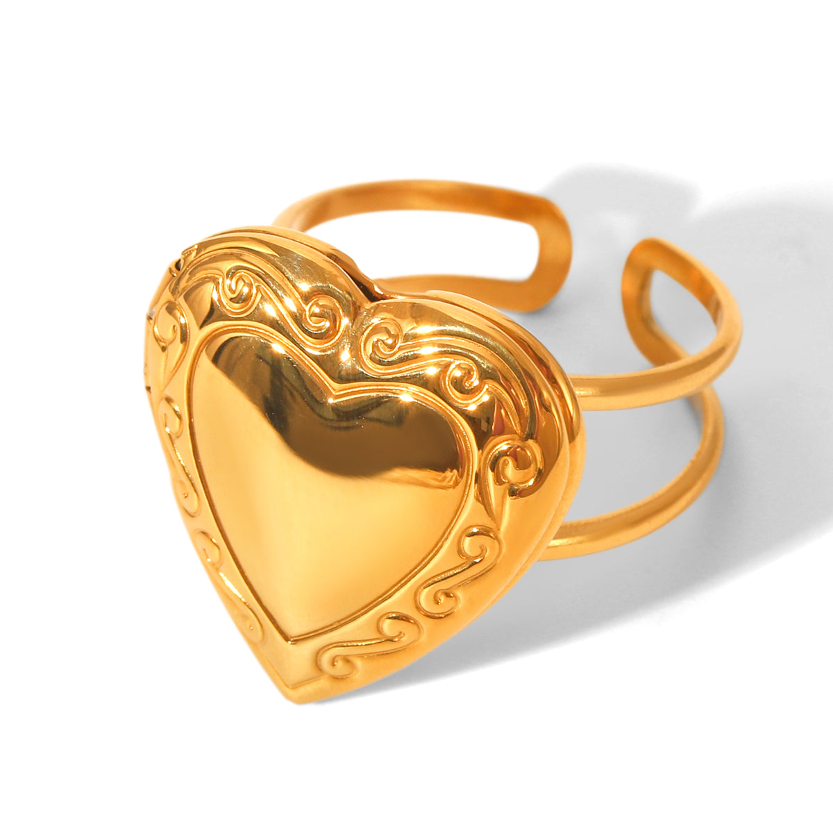 ANELLO CUORE SEGRETO IN ORO ACCIAIO INOX 304 REGOLABILE