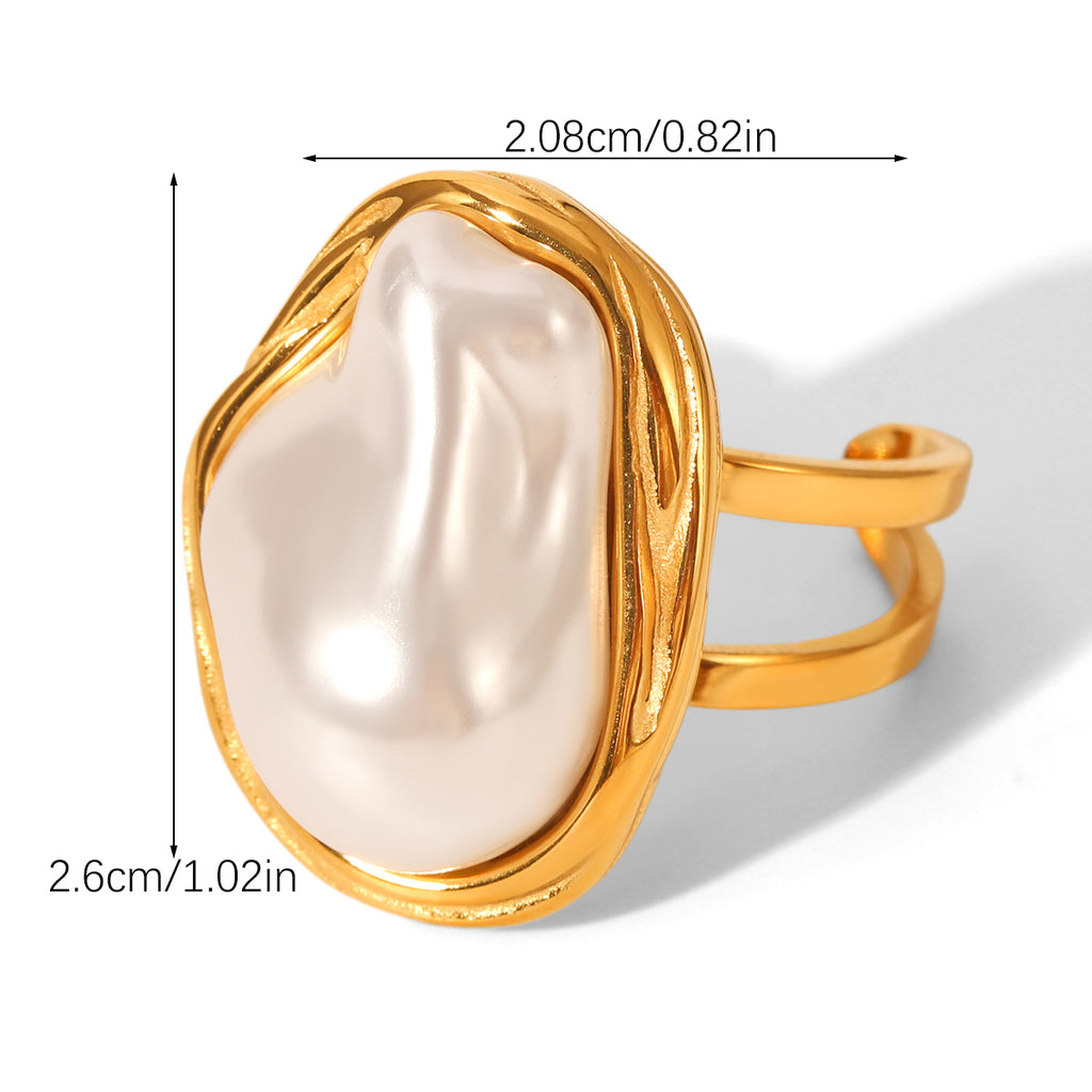 ANELLO PERLA RARA IN ORO CON PERLA ACCIAIO INOX 304 REGOLABILE