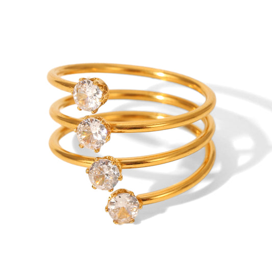 ANELLO SPIRALE DIAMOND CON ZIRCONI ACCIAIO INOX 304