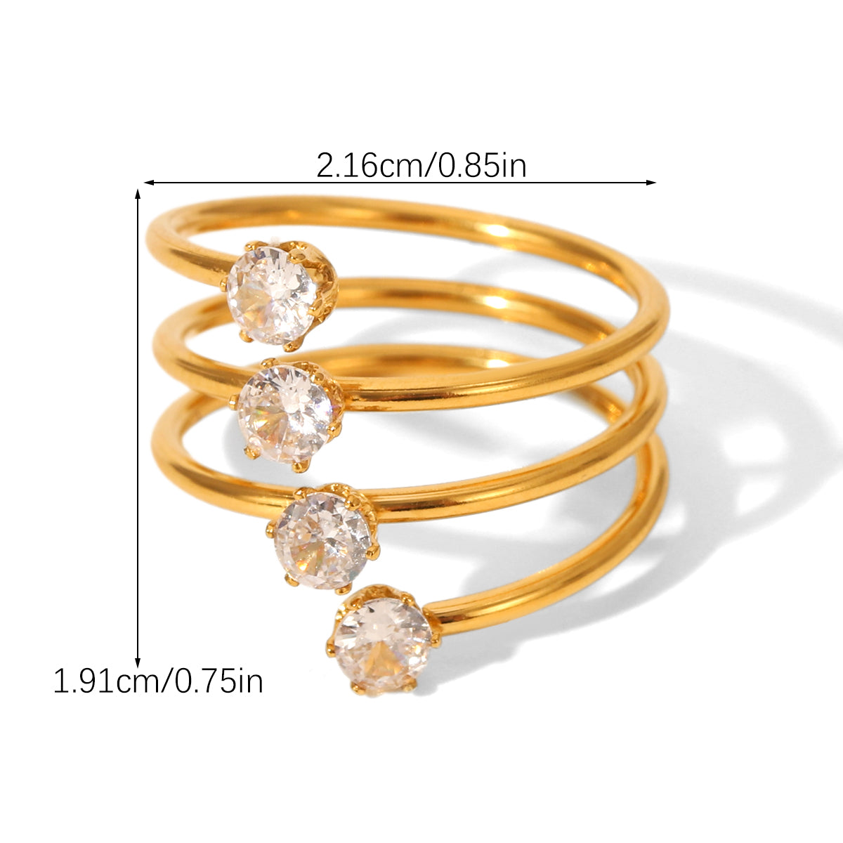 ANELLO SPIRALE DIAMOND CON ZIRCONI ACCIAIO INOX 304