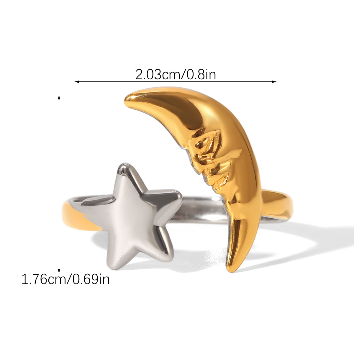 ANELLO  COSTELLAZIONI IN ORO/AREGENTO IN ACCIAIO INOX 304