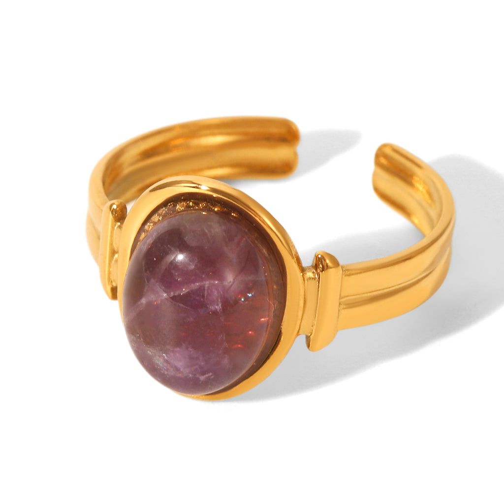 ANELLO NATURE IN  ORO CON PIETRA NATURALE ACCIAIO INOX 304