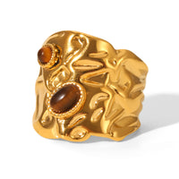ANELLO TIGER IN ORO CON PIETRA ACCIAIO INOX 304