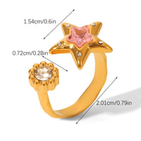 ANELLO STELLA ORO CON STRASS E ZIRCONI INOX 304
