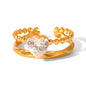 ANELLO PROMISE CON PIETRA A CUORE  ACCIAIO INOX 304 IN ORO REGOLABILE