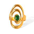 ANELLO SPIRALE SMERALDO ACCIAIO INOX 304 IN ORO REGOLABILE