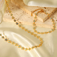 COLLANA PRIMAVERA CON PIETRE COLORATE REGOLABILE ACCIAIO INOX 304