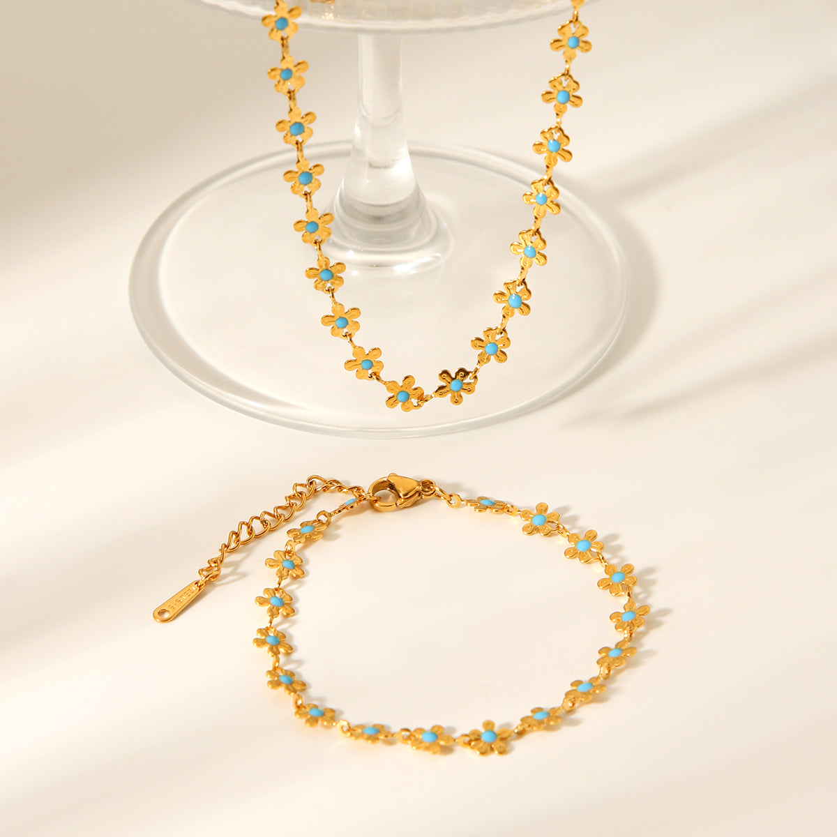 COLLANA PRIMAVERA CON PIETRE COLORATE REGOLABILE ACCIAIO INOX 304