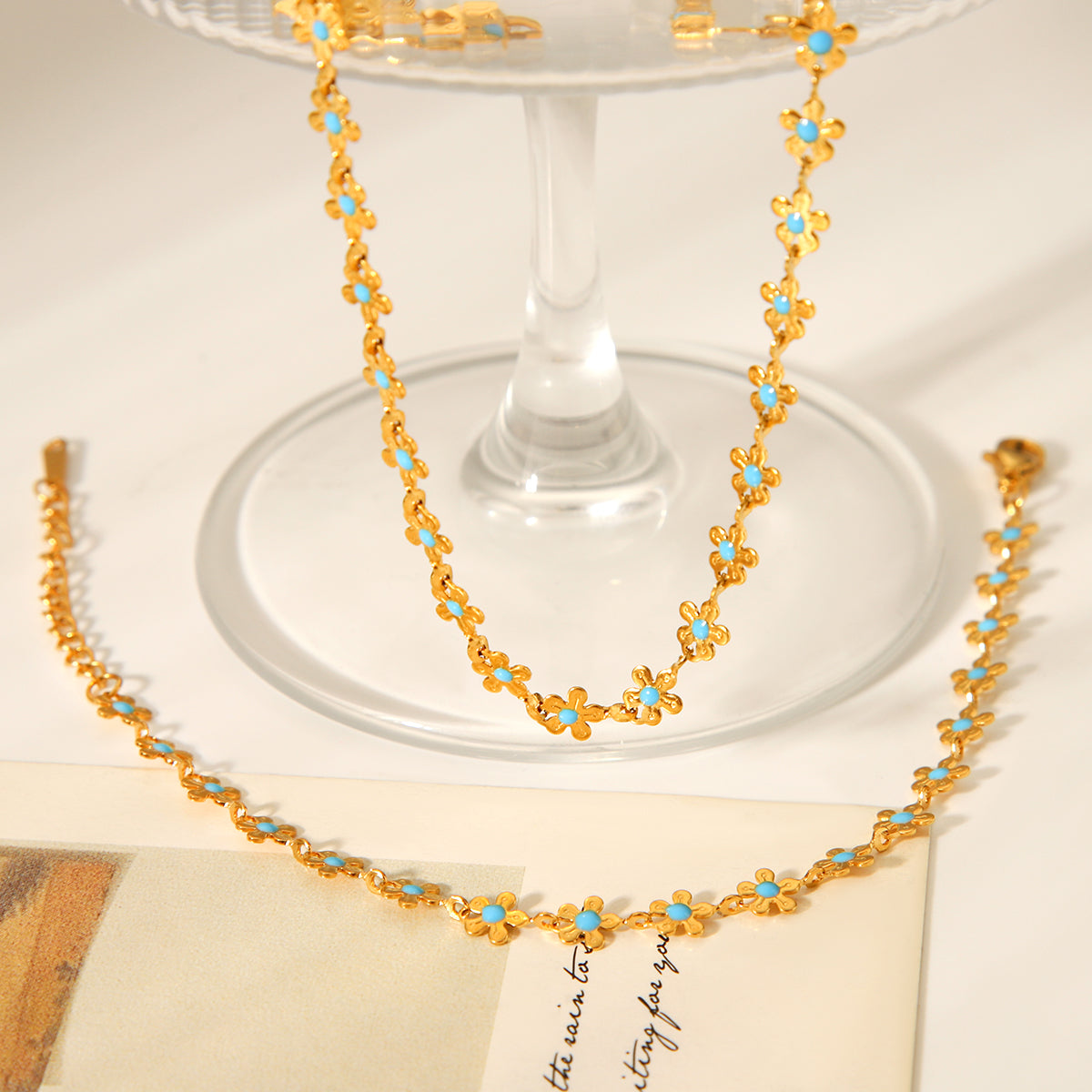 COLLANA PRIMAVERA CON PIETRE COLORATE REGOLABILE ACCIAIO INOX 304