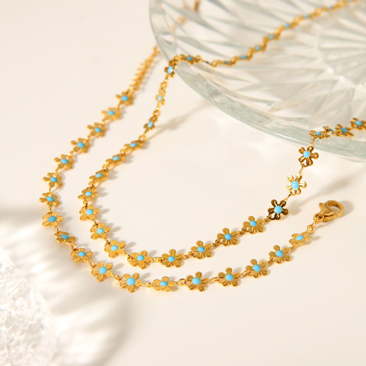 COLLANA PRIMAVERA CON PIETRE COLORATE REGOLABILE ACCIAIO INOX 304