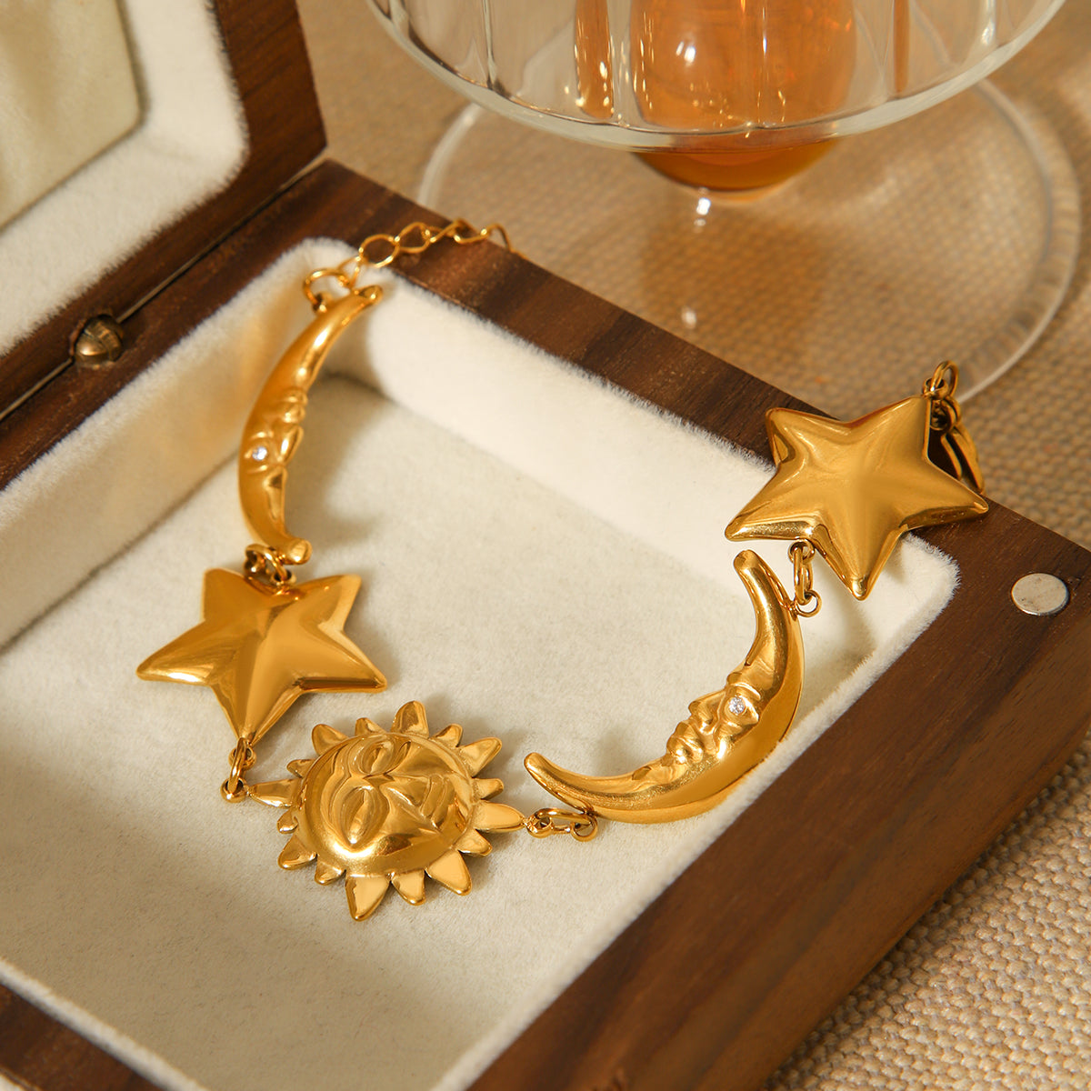 BRACCIALE COSTELLAZIONI IN ORO  ACCIAIO INOX 304 REGOLABILE