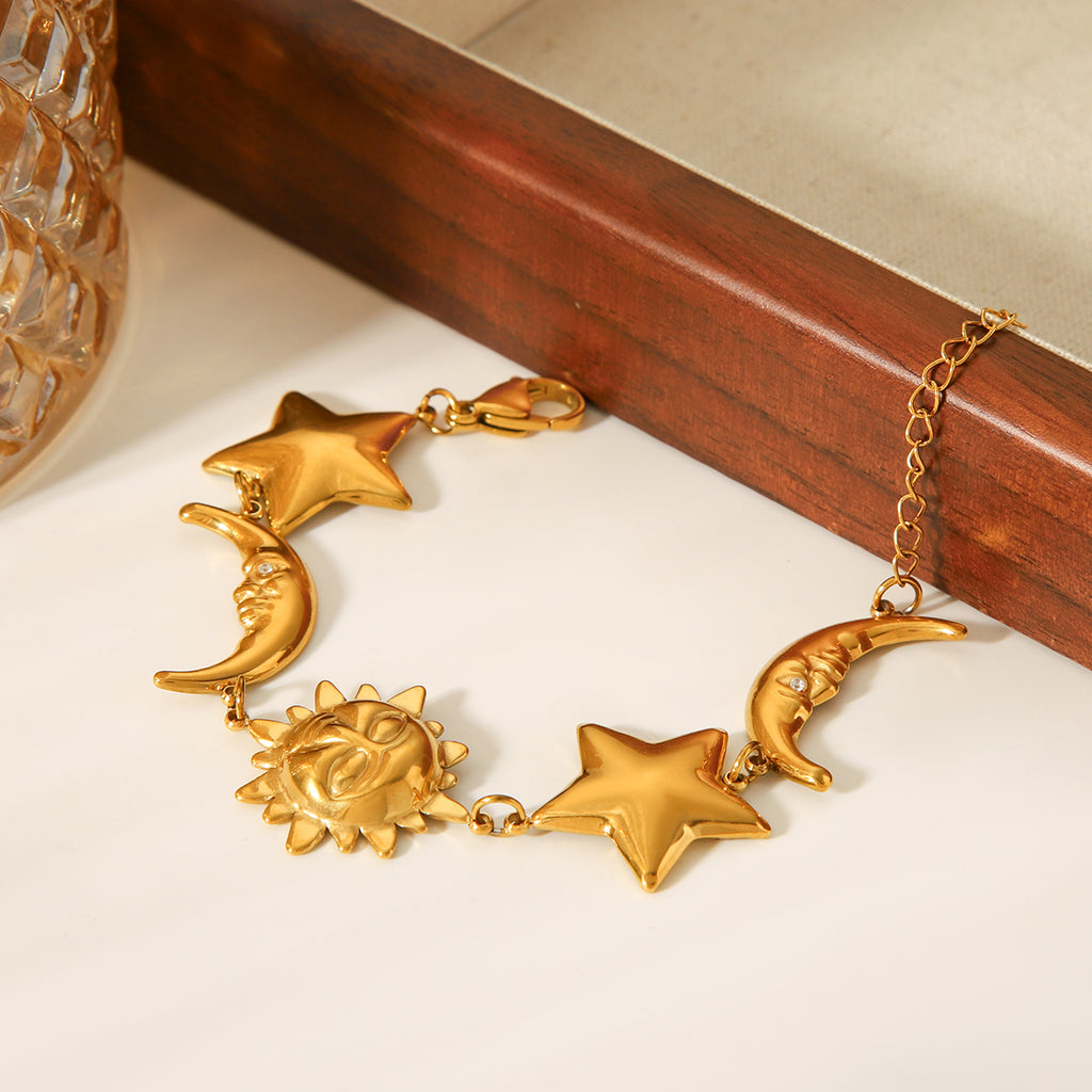 BRACCIALE COSTELLAZIONI IN ORO  ACCIAIO INOX 304 REGOLABILE