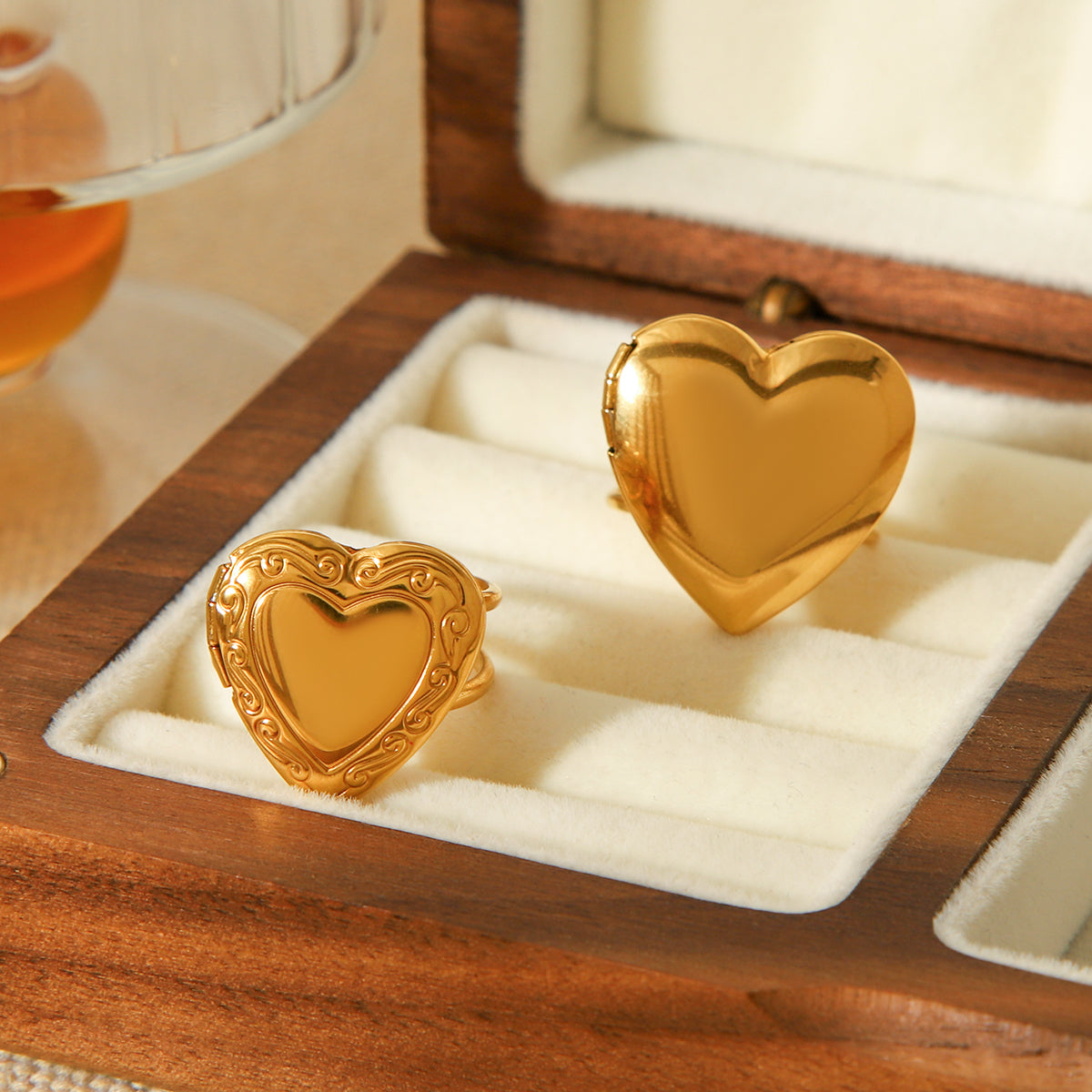 ANELLO CUORE SEGRETO IN ORO ACCIAIO INOX 304 REGOLABILE