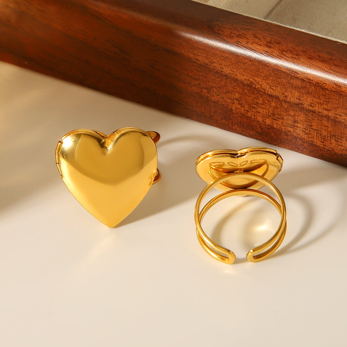 ANELLO CUORE SEGRETO IN ORO ACCIAIO INOX 304 REGOLABILE