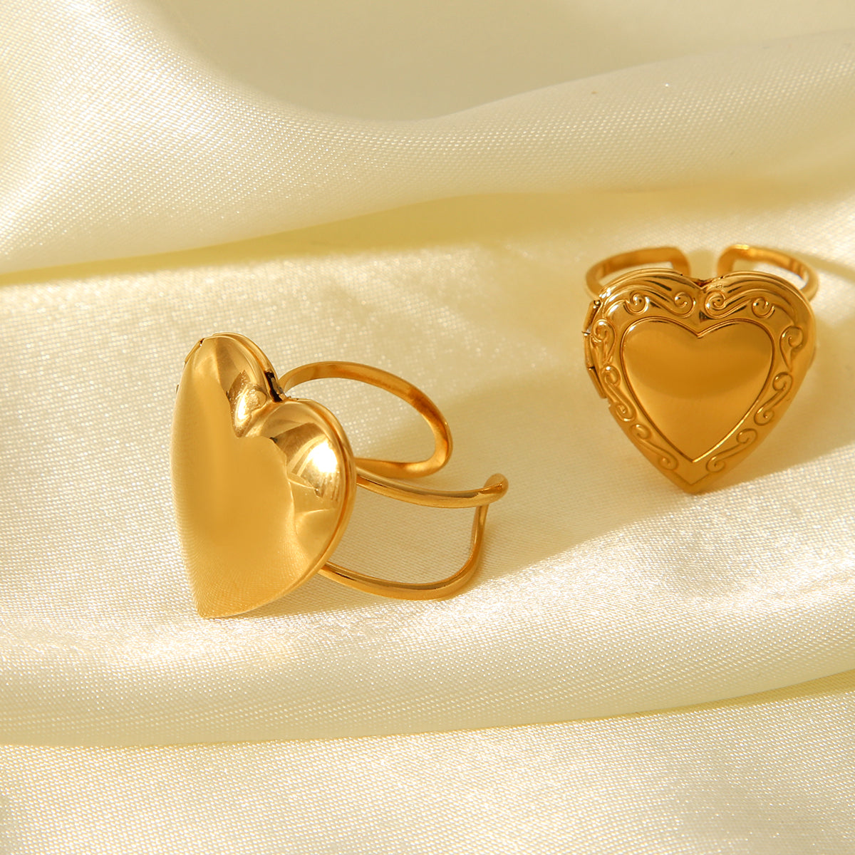 ANELLO CUORE SEGRETO IN ORO ACCIAIO INOX 304 REGOLABILE