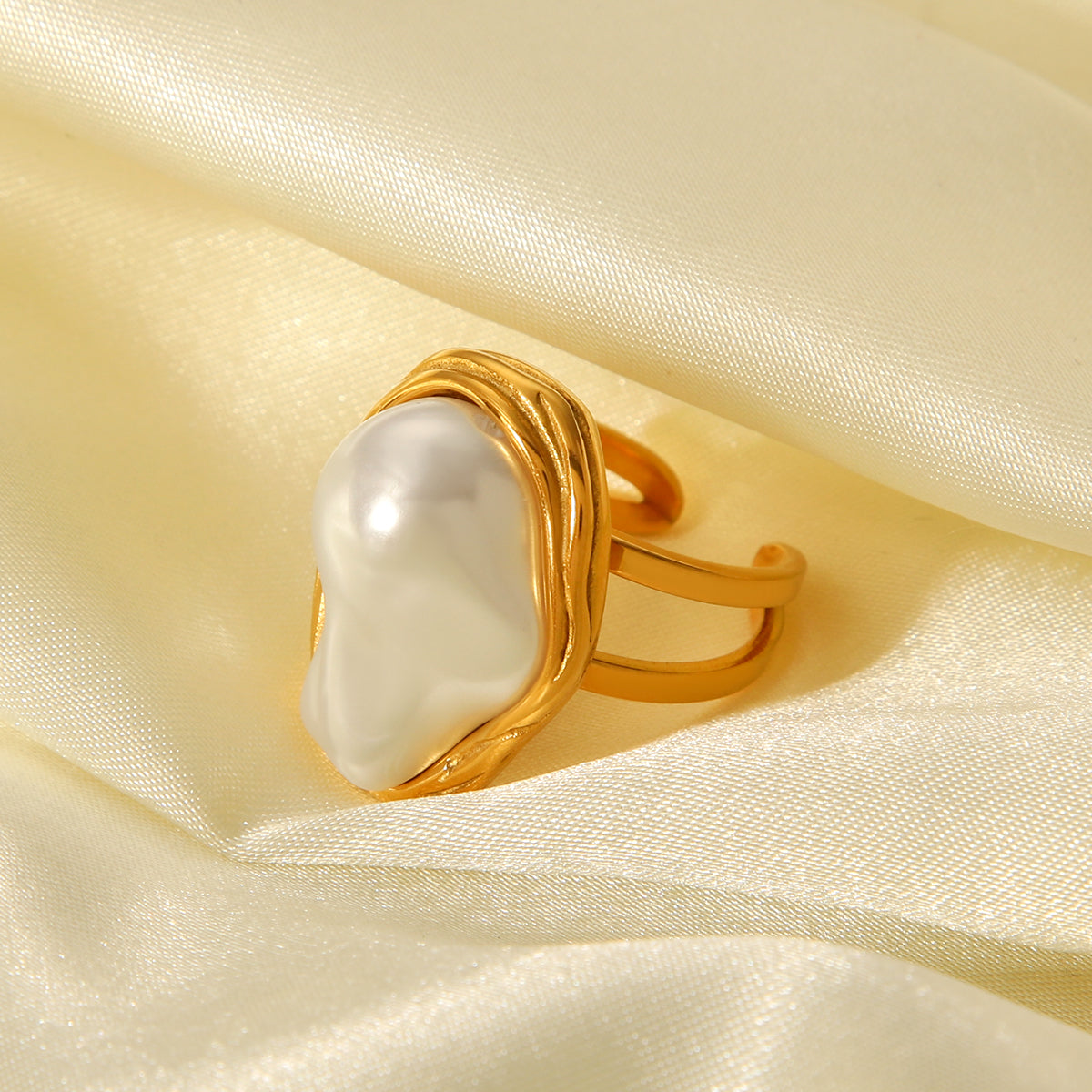 ANELLO PERLA RARA IN ORO CON PERLA ACCIAIO INOX 304 REGOLABILE