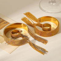 ANELLO ELEGANCE CON PENDENTI IN ORO ACCIAIO INOX 304 REGOLABILE