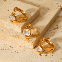 ANELLO PREZIOSA IN ORO CON ZIRCONI REGOLABILE ACCIAIO INOX 304