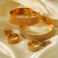 ANELLO ELEGANCE CON PENDENTI IN ORO ACCIAIO INOX 304 REGOLABILE