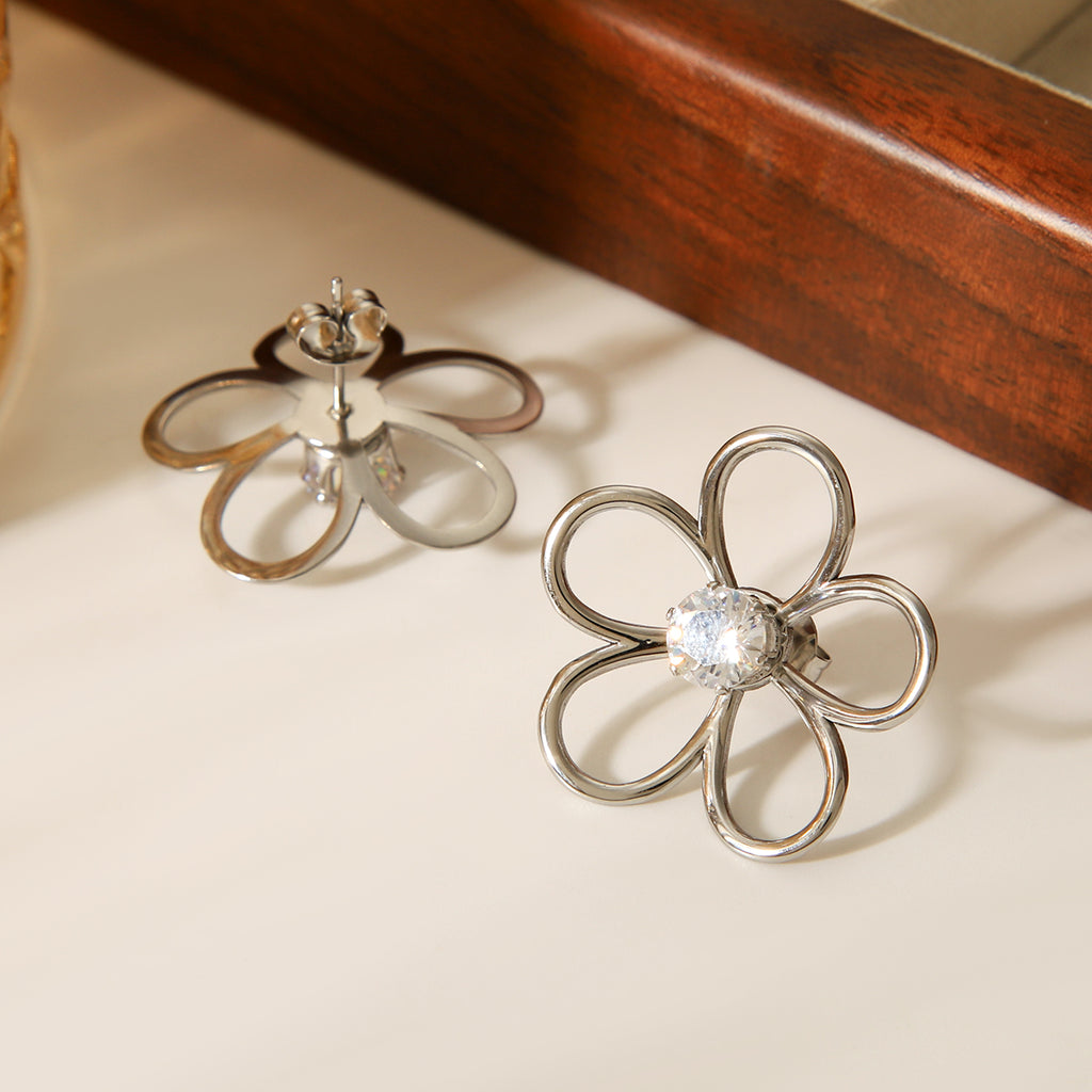 ORECCHINI FLOWERS IN ARGENTO ACCIAIO INOX 304