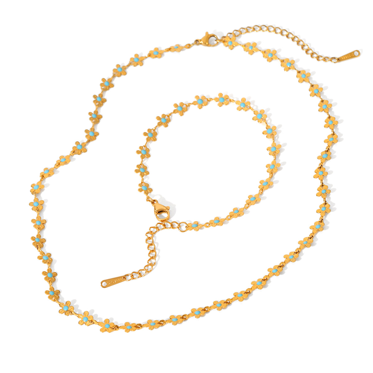 COLLANA PRIMAVERA CON PIETRE COLORATE REGOLABILE ACCIAIO INOX 304