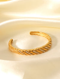 BRACCIALE ANTIQUE  RIGIDO CON STRASS ACCIAIO INOX 304 REGOLABILE