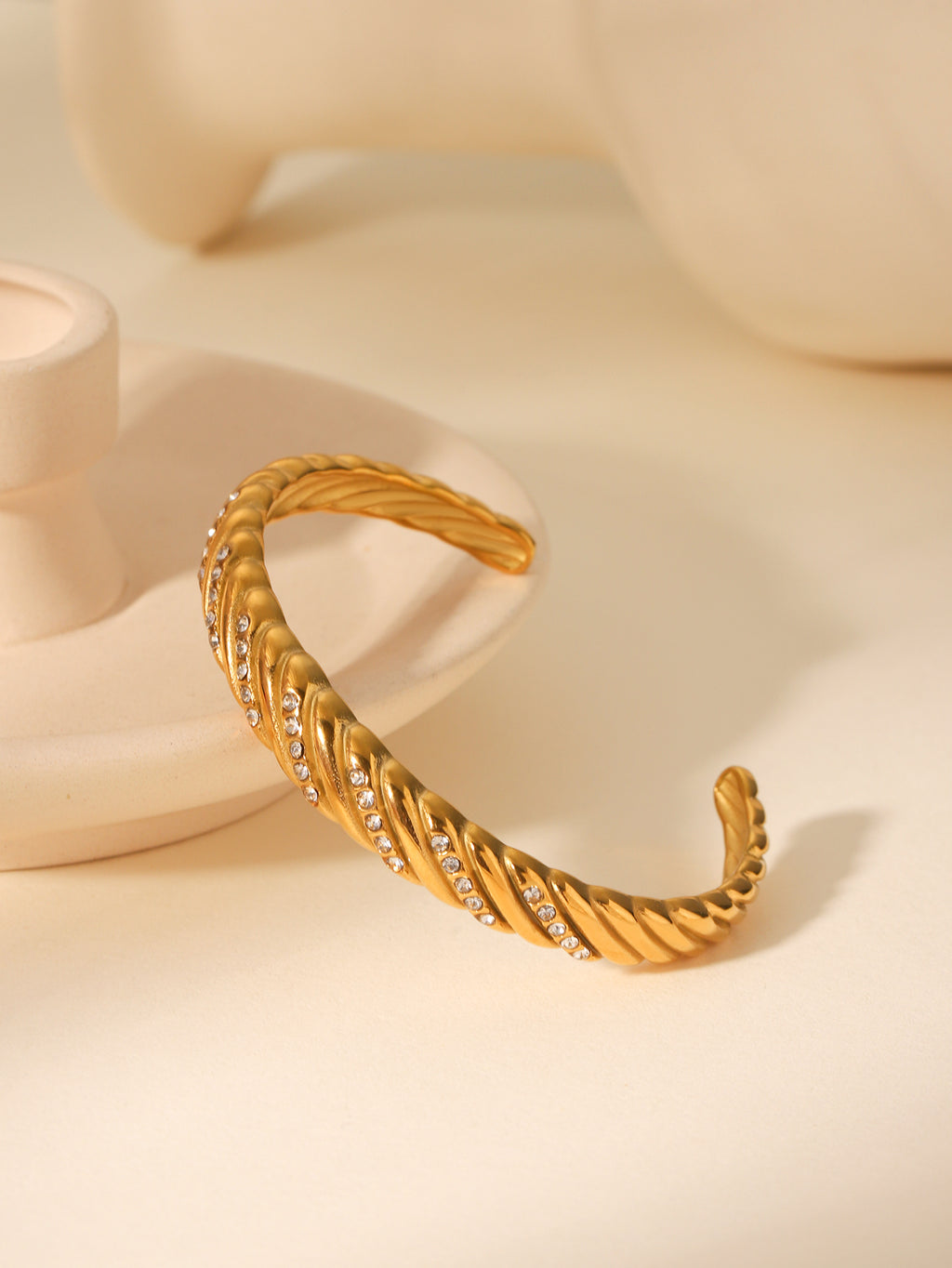 BRACCIALE ANTIQUE  RIGIDO CON STRASS ACCIAIO INOX 304 REGOLABILE