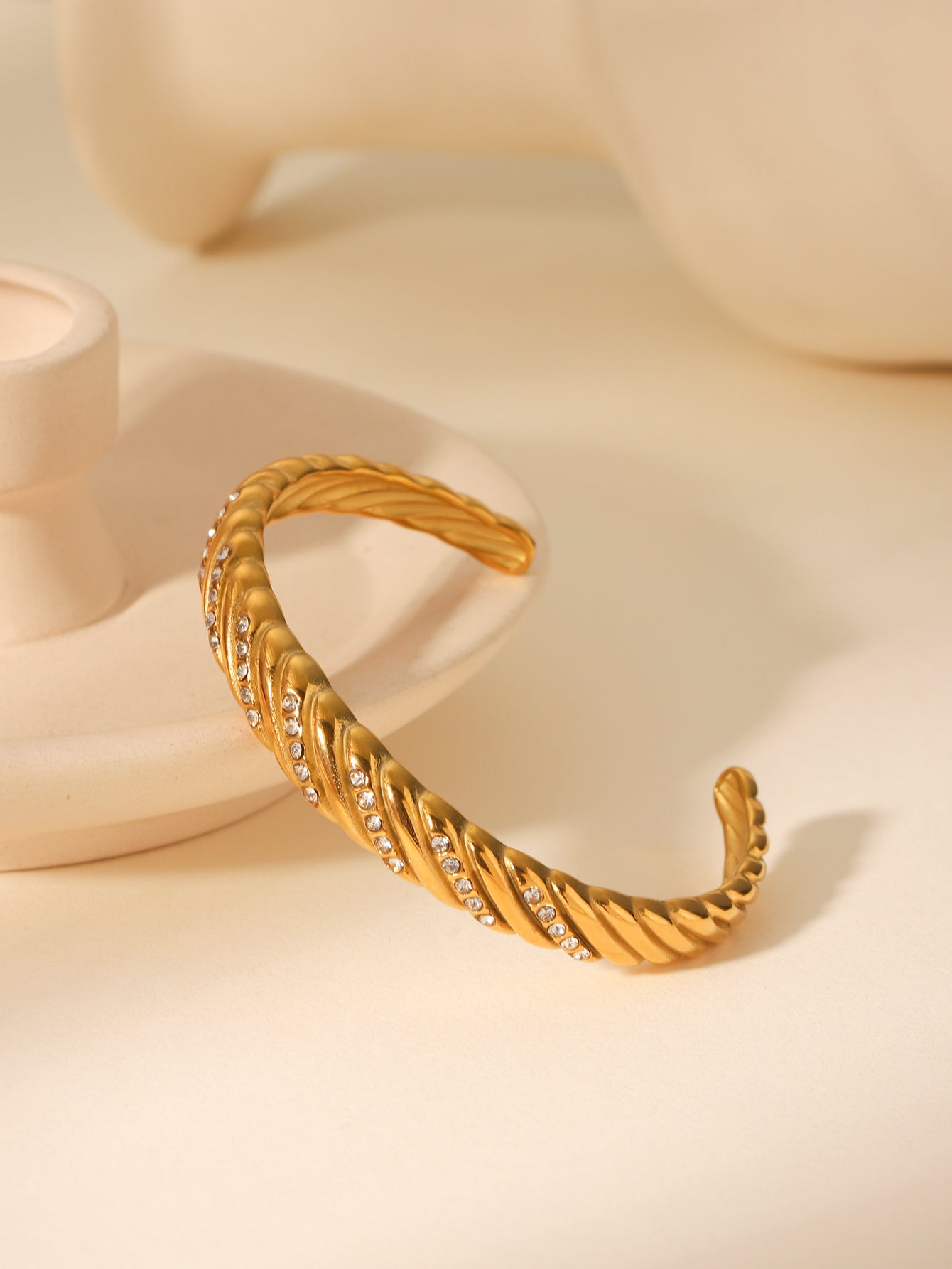 BRACCIALE ANTIQUE  RIGIDO CON STRASS ACCIAIO INOX 304 REGOLABILE