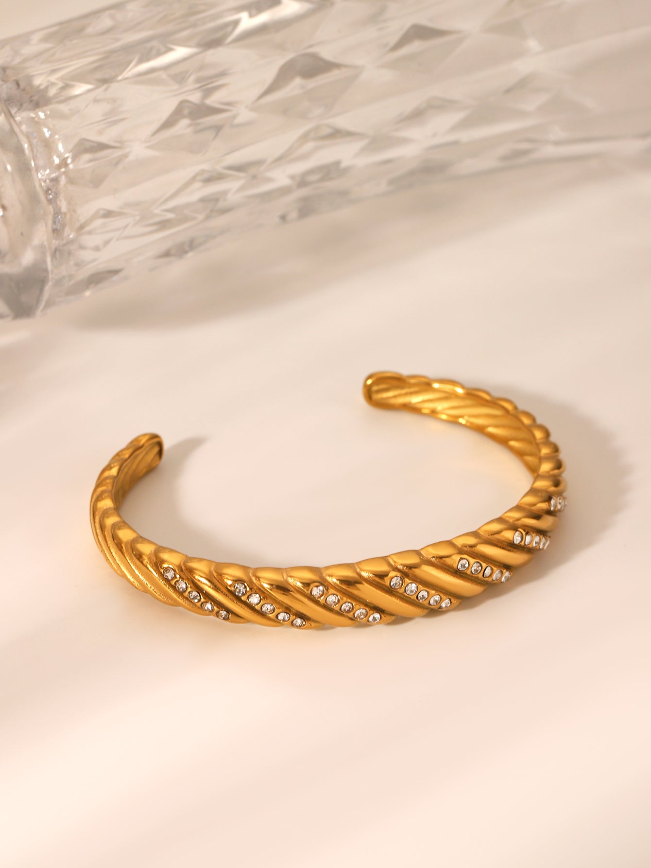 BRACCIALE ANTIQUE  RIGIDO CON STRASS ACCIAIO INOX 304 REGOLABILE