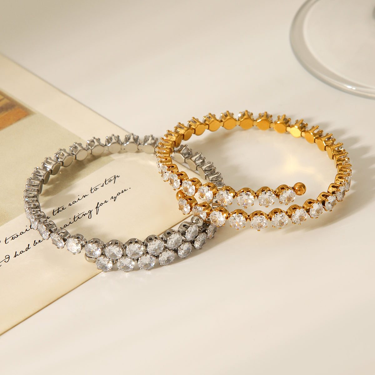 BRACCIALE TENNIS RIGIDO CON ZIRCONI ACCIAIO INOX 304