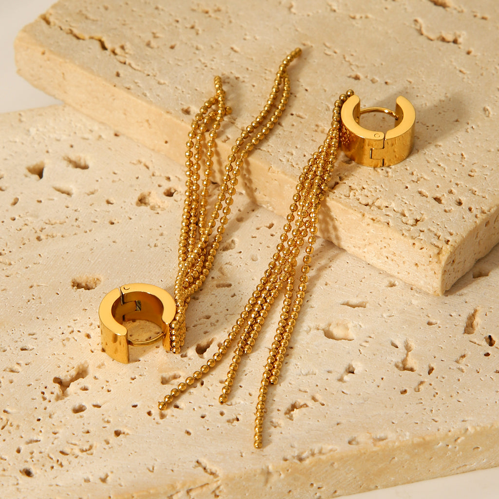 ORECCHINI ELEGANCE A CERCHIO CON PENDENTI ORO IN ACCIAIO INOX 304