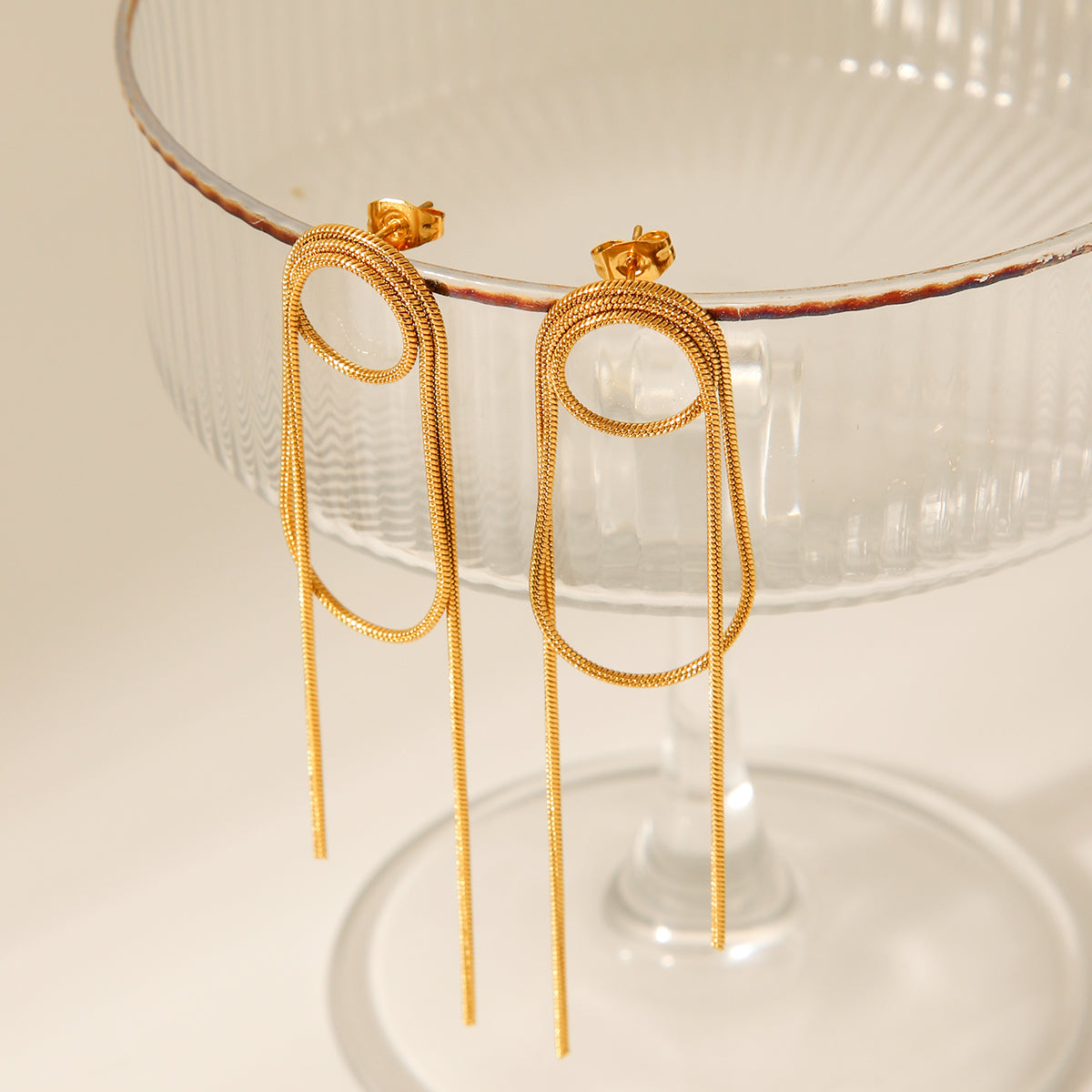 ORECCHINI NODO PENDENTI ORO IN ACCIAIO INOX 304