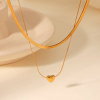 COLLANA SNAKE DOPPIO FILO A CUORE GOLD ACCIAIO INOX 304 REGOLABILE