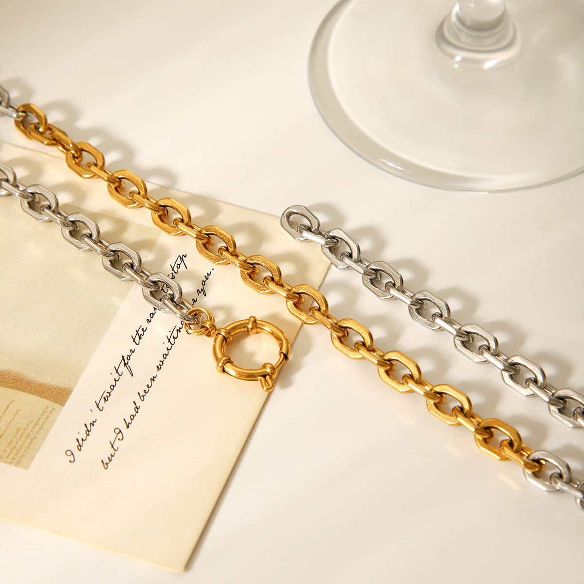 COLLANA CATENA ORO E ARGENTO IN ACCIAIO INOX 304