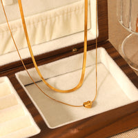 COLLANA SNAKE DOPPIO FILO A CUORE GOLD ACCIAIO INOX 304 REGOLABILE